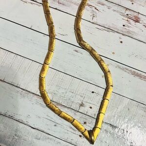 Vintage Brass Tone Link Necklace Unsigned V Shape